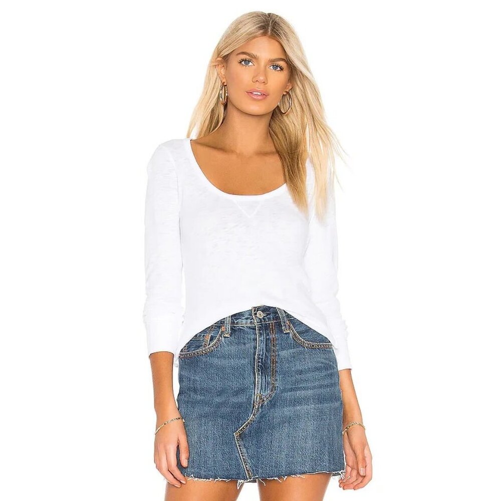 Bobi Vintage Long Sleeve Tee in White Casual